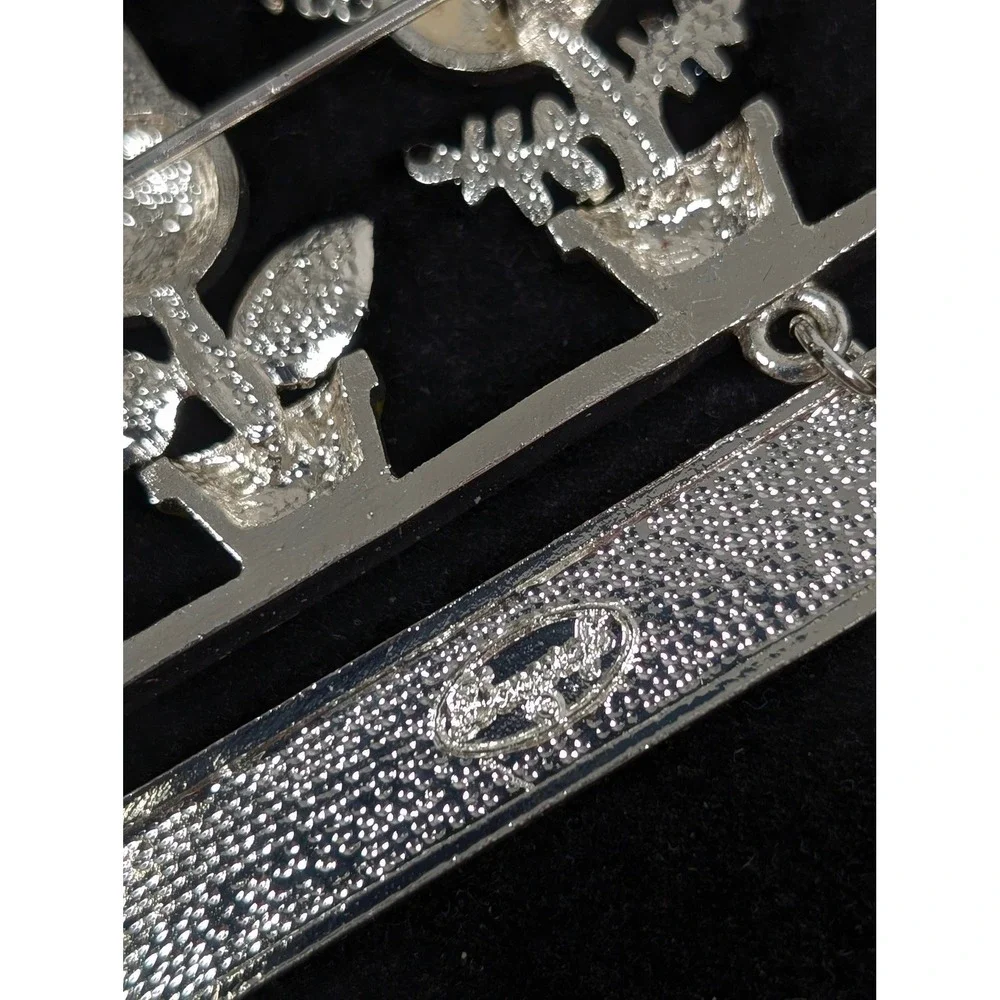 Danecraft Teachers Help Us Grow Brooch Silver‎ Tone Kids Flower Pin